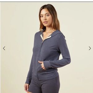 NWT Monrow Vintage Black (Charcoal) Zip-Up Hoodie Size M